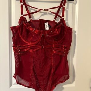 Elegant Red Strappy Lingerie Bodysuit
